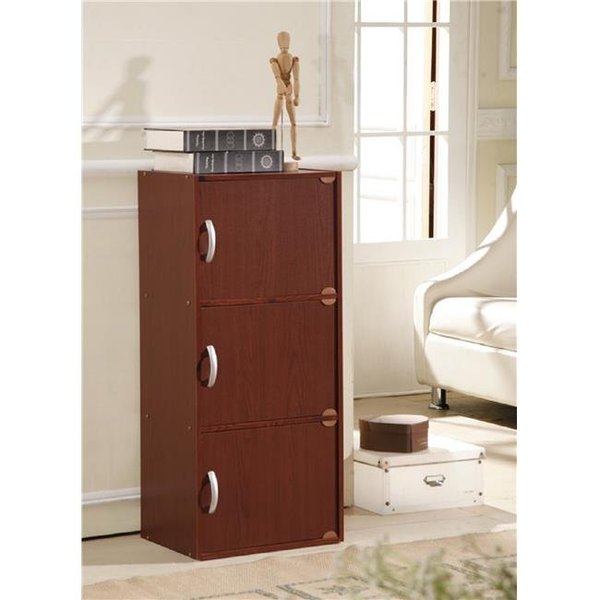 Hodedah Hodedah Hid3 Mahogany 3 Door Cabinet Hid3 Mahogany